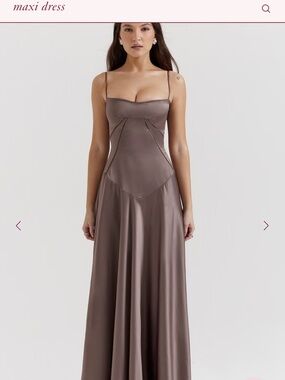 House of CB Taupe Satin Maxi Dress